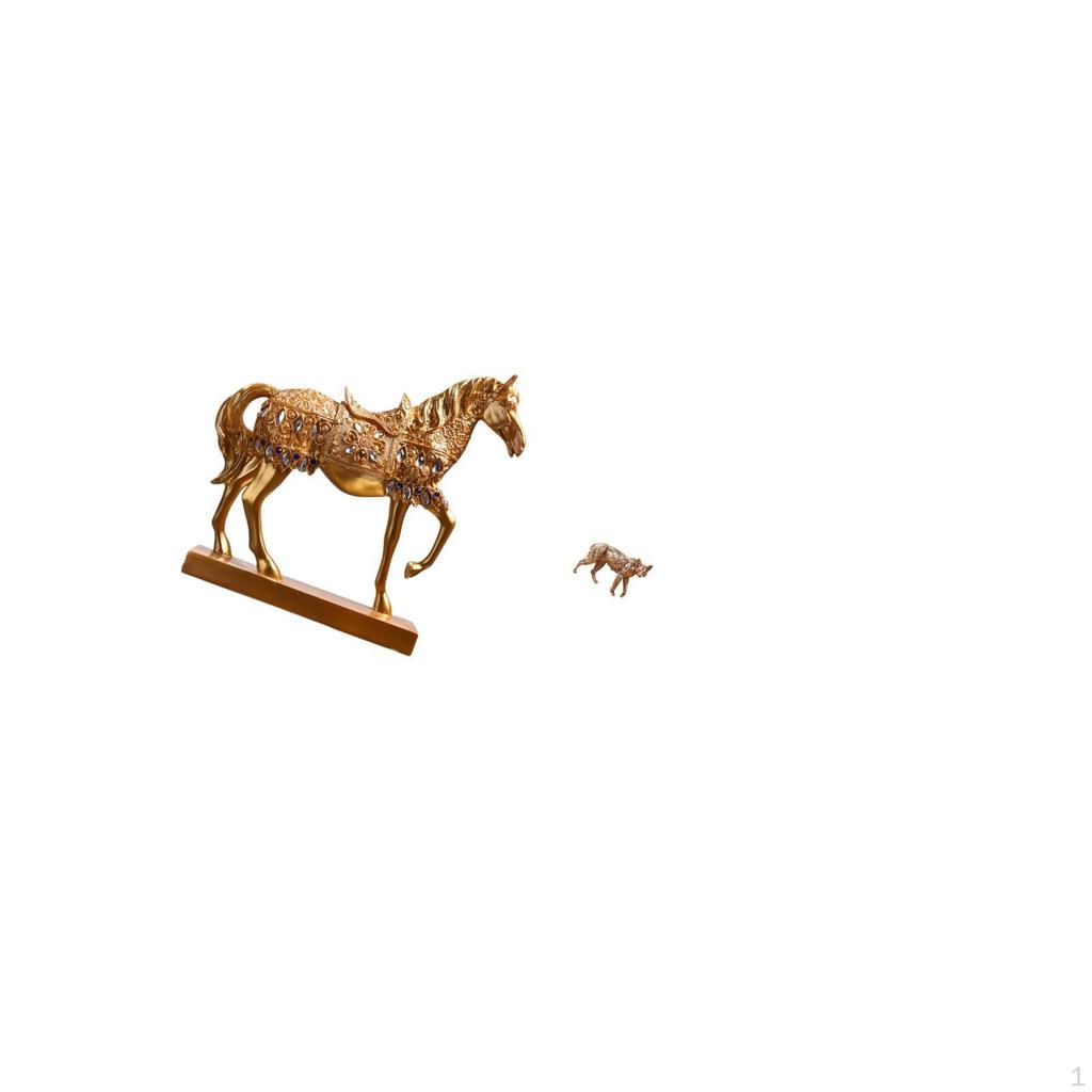 Horse Animal Figurine Sculpture Brass Statue Resin Engraved Collectable Creative Gift Feng Shui