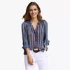 Simple and Fashionable Printed Striped Shirt for Women In Foreign Trade Loose Fit Shirt
