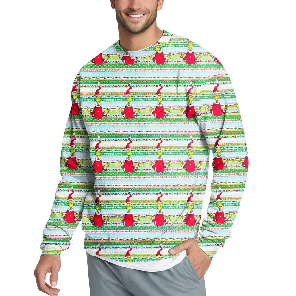 Men's Casual Fashion Printed Round Neck Pullover Sweatshirt