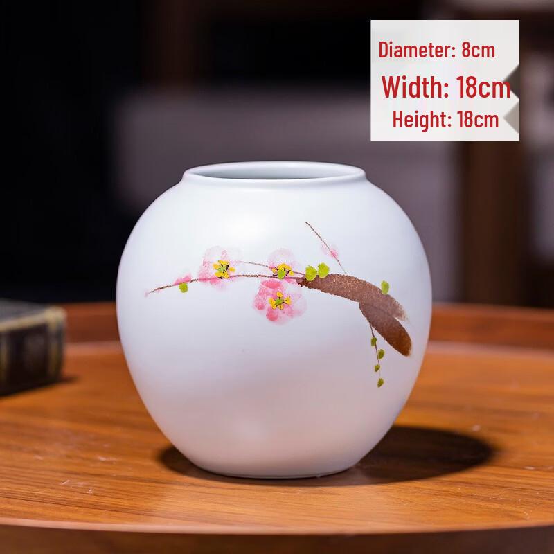 Retro Hand-Painted Peach Blossom Ceramic Vase & Planter Set (2-Pack)