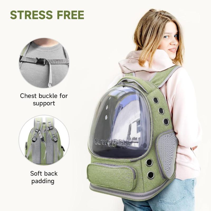 Cat Backpack Carrier, Breathable Large Space Bubble Pet Backpack for Kitty Small Dog Up To 15lbs, Transparent Pet Carrier