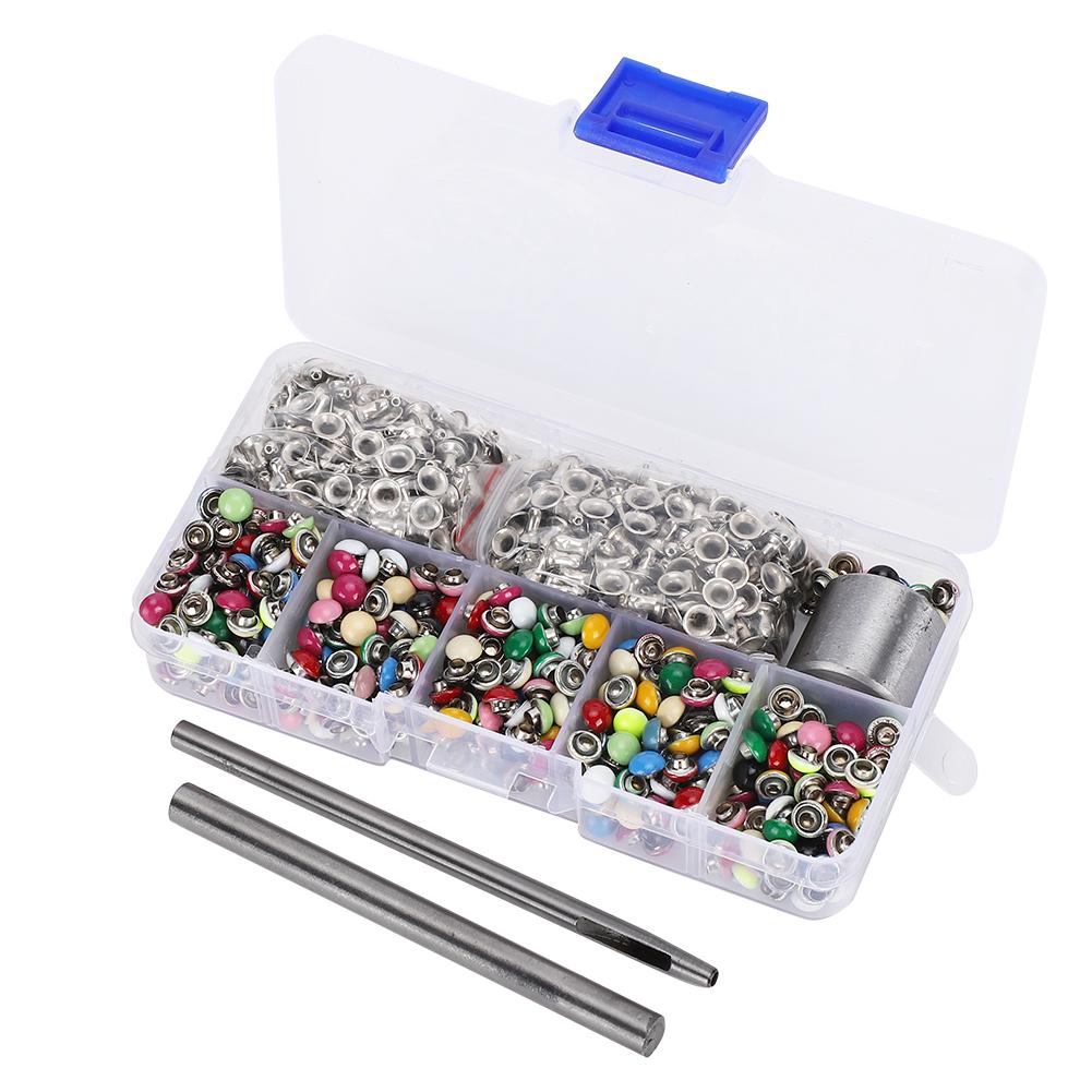 380 Set Round Mushroom Rivets Brass Color LeatherBeltHandbag Decor DIY Tool Box 6mm