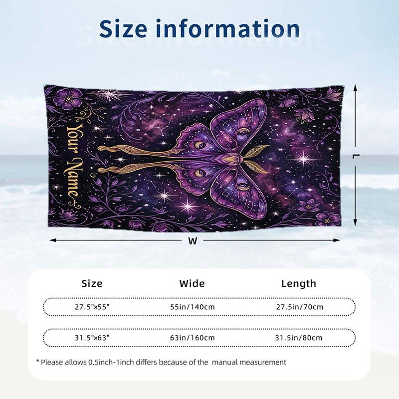 Fantasy Magic Theme Beach Towel Personalized Custom Name & Text Soft Quick Dry Beach Towel for Swimming Travel