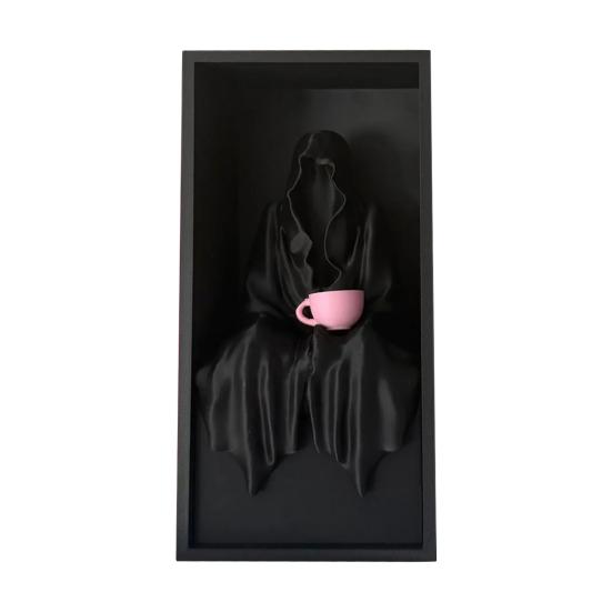 Sitting Grim Reaper Statue Spooky Bookshelf Decoration Gothic Black-Robed Man