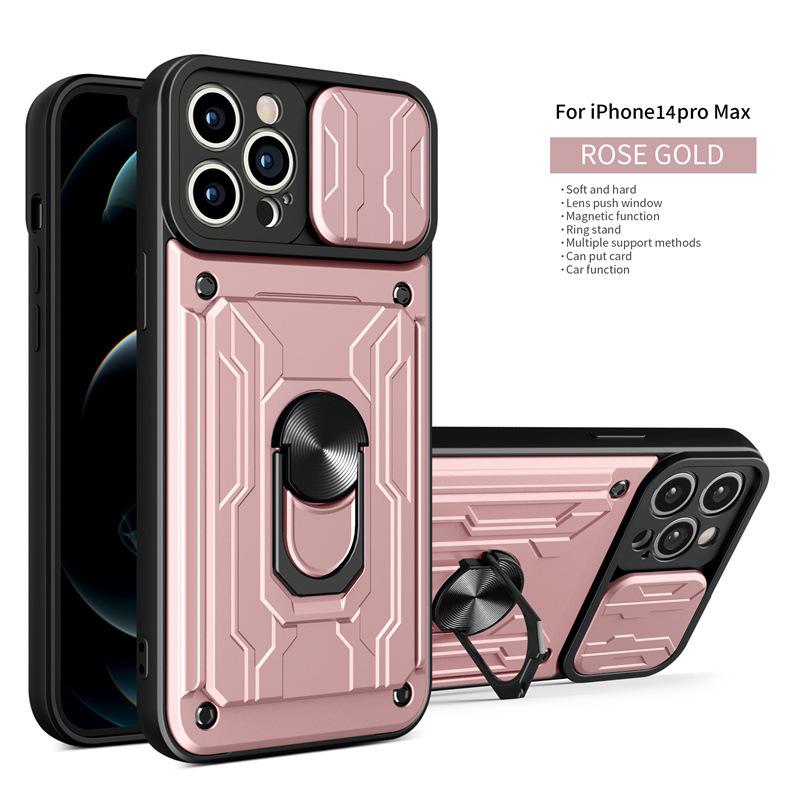 Suitable for IPhone17Pro Max Lijia Window Push Mobile Phone Case Apple 12 Magnetic Ring Anti-drop Protective Case