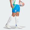 Adidas Italy 24 Away Shorts Logo Print Color Block Elastic Waist Straight Leg Football Pants Fan Edition Men Shorts Blue IQ0486