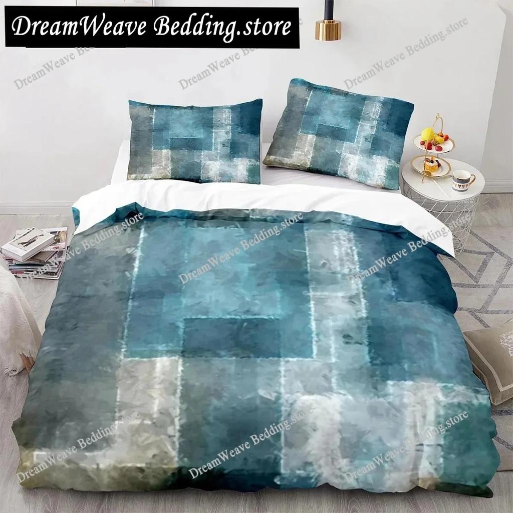 Art Green Blue Black Striped Plaid Patch Style Duvet Cover Pillow Case Bedding Set Quilt Cover Double Bed Home Textile963963