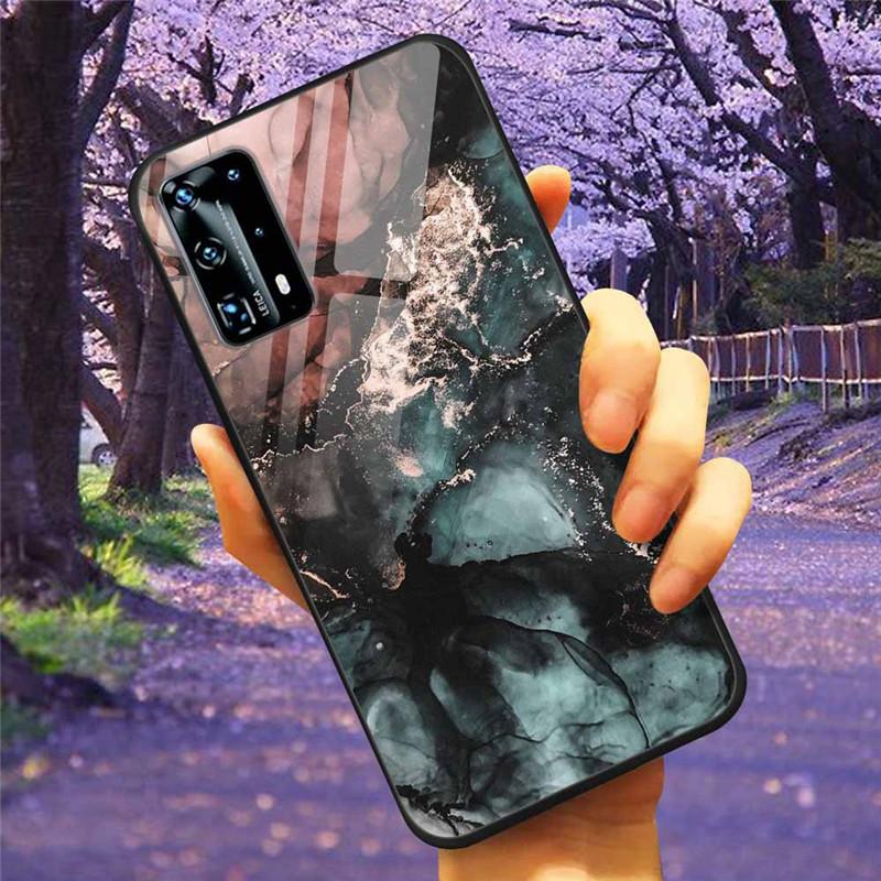 For Huawei P40 Lite / P40Pro Case P 40 Tempered Glass Starry Marble Hard Back Cover for Huawei P40 Pro / P40Lite E Cases Coque