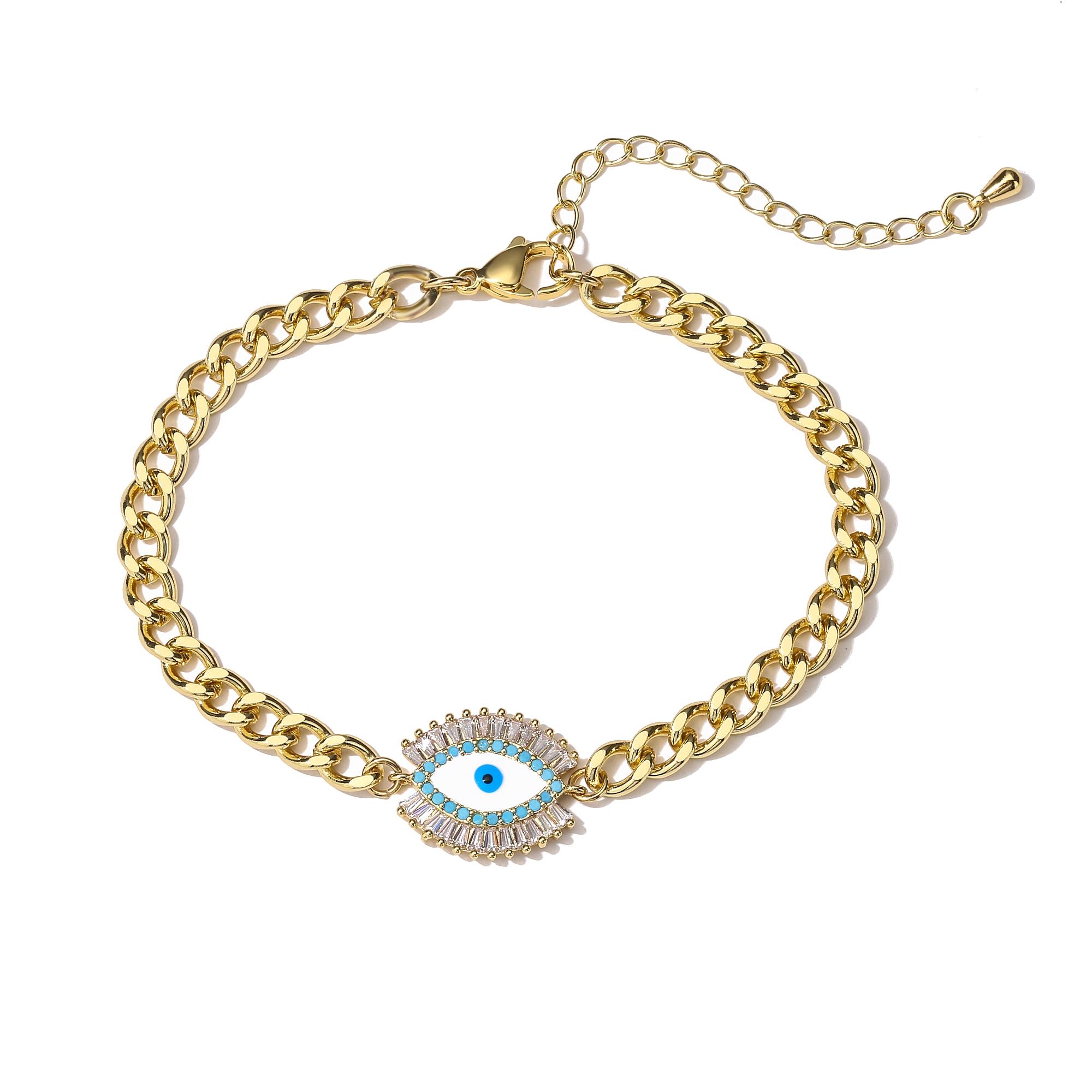 

HECHENG,Stainless Steel Evil Eyes Pendant Necklace Bracelet for Women Zircon Clavicle Chains Necklaces Gifts Party Dropshipping