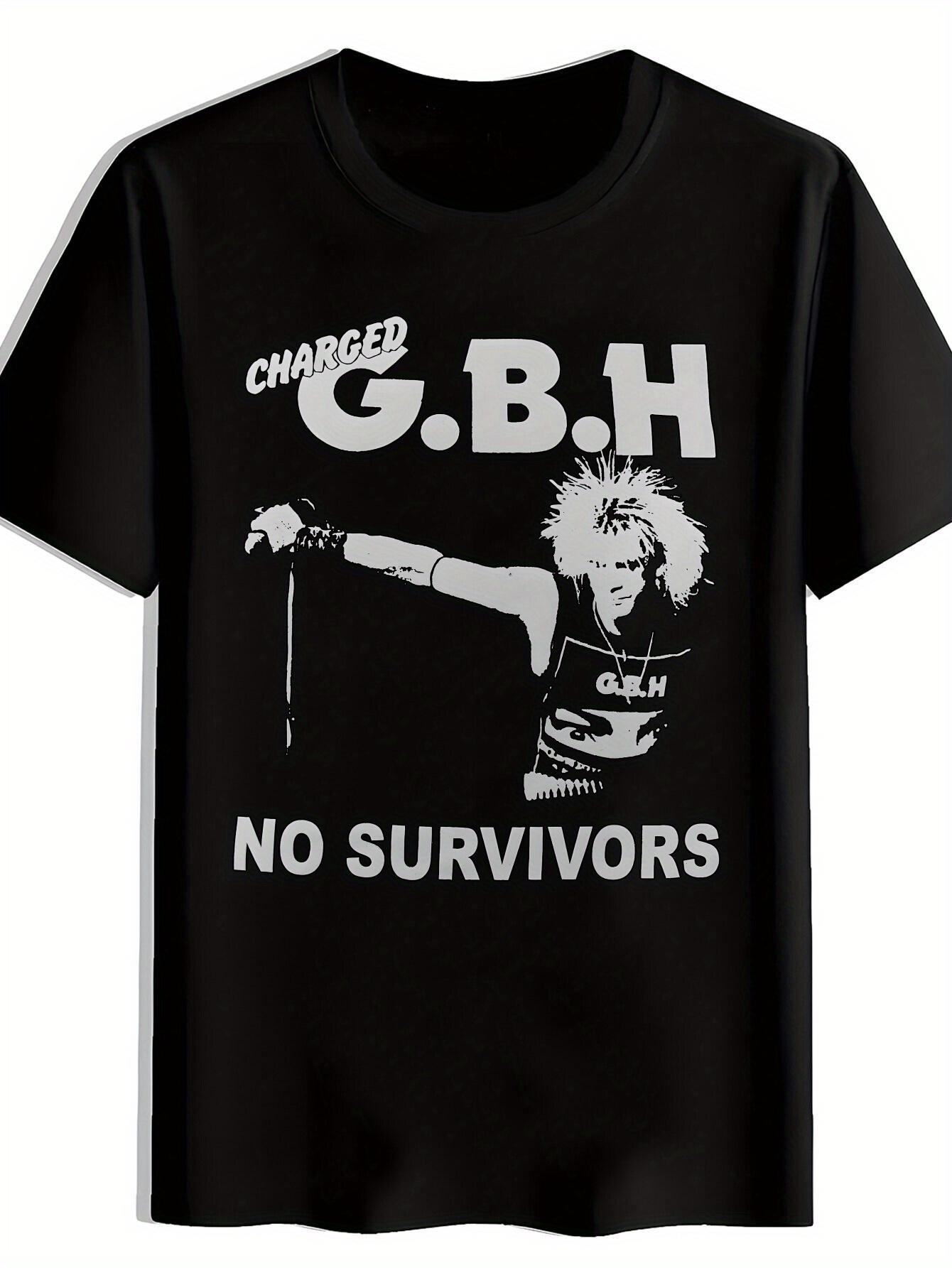 

Vintage Rock Band Graphic T-shirt - CHARGED GBH & NO SURVIVORS Print S