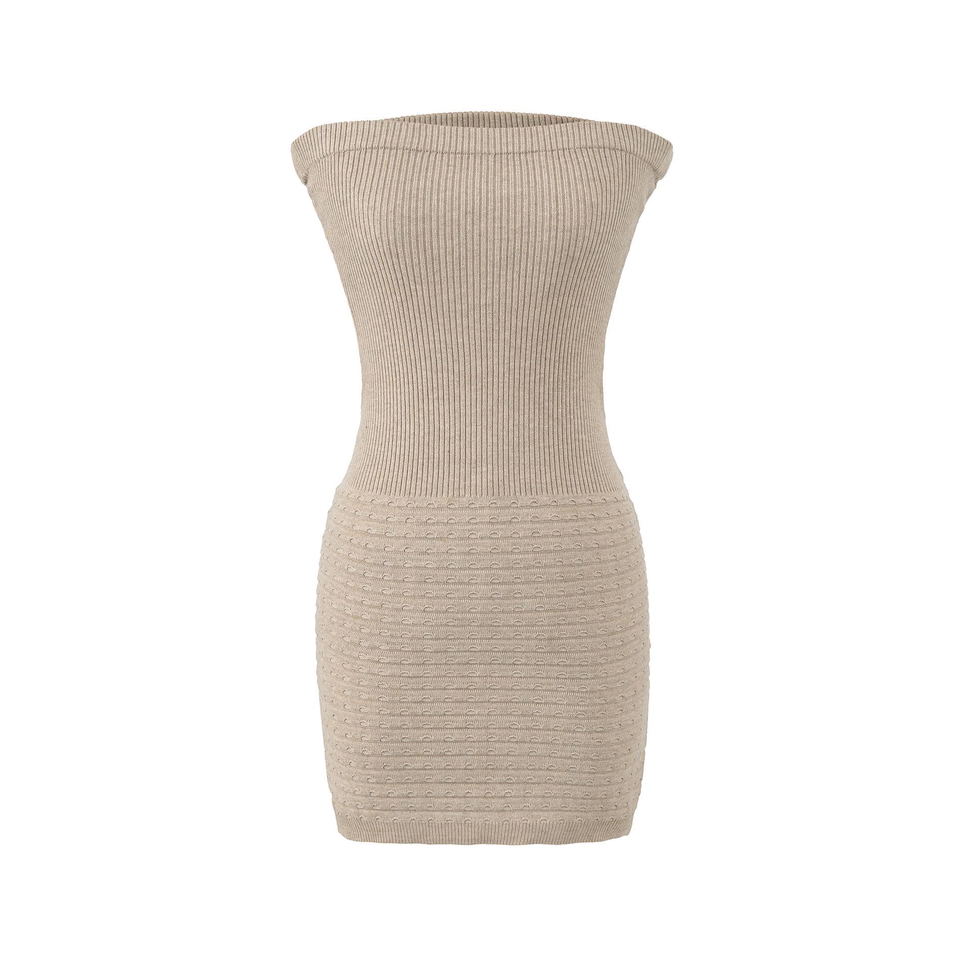 2026 New Figure-Hugging Sleeveless Knit Bandeau Dress: Sexy Bodycon Short Skirt for Women Medium