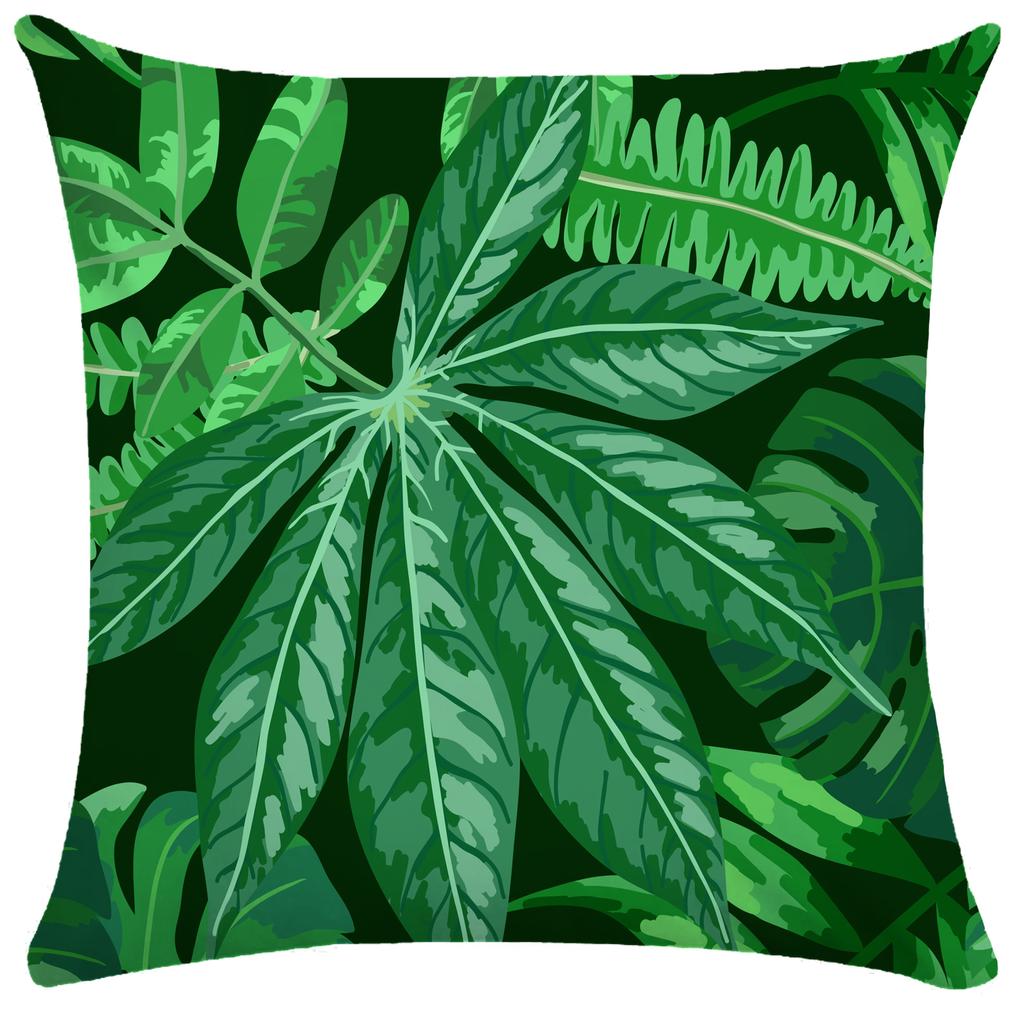Green Plant Leaf Pillow Case Decorative Pillowcases Plush Cushion Cover 50X50 Nordic Leaves Throw Pillowslip Hotel Garden 45X45