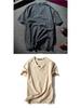 Men's Plus Size Summer Cotton-Linen V-Neck Loose Fit Short Sleeve T-Shirt