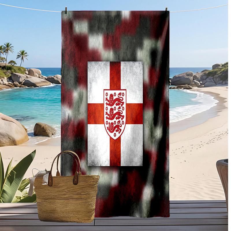 England Football Print Beach Towel Quick Dry Super Absorbent Soft Bath Towel for Swimming Beach Travel Fan Souvenir Gift
