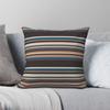 Federa Cuscino Quadrata a Strisce Beige Marrone Blu Poliestere Lino Velluto Stampata con Zip Federa Decorativa Copricuscino Divano 45X45
