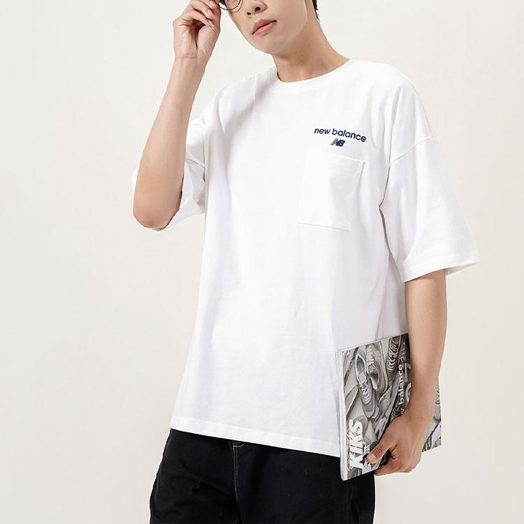 New Balance Logo Print T-Shirt Asia Sizing 'White Black' Men's AMT22353-WT