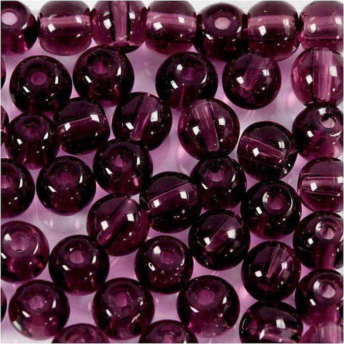 Perles en verre - Mixte - Violet - 4 mm - 45 pcs - Transparent