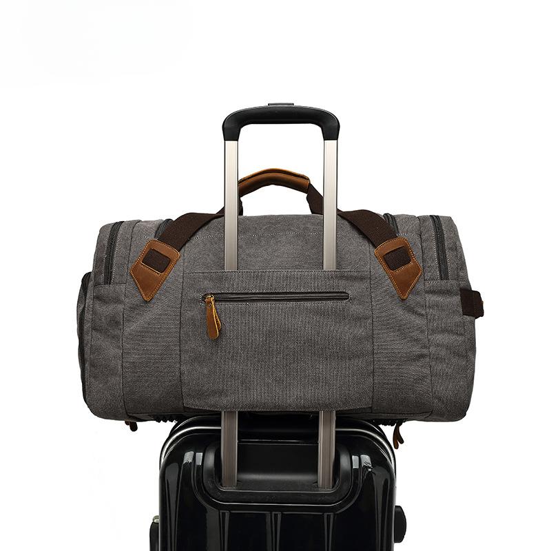 Leisure Canvas Travel Bag Crazy Horse Skin Sports Fitness Bag Dry and Wet Separation Luggage Bag