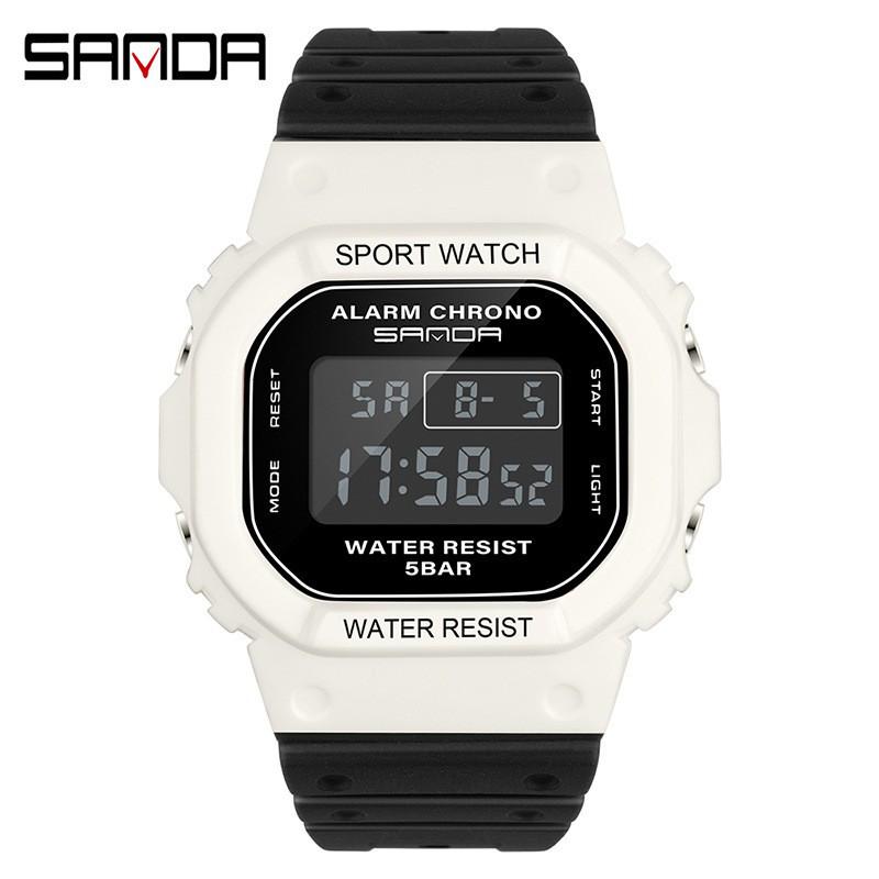 Sanda Square Multifunctional Waterproof Luminous Sports Watch for Men & Women - Fashionable Student Wristwatch