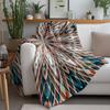 Iridescent Abstract Geometric Pattern Acrylic Velvet Throw Blanket Sofa Bed Decorative Home Decor Gift