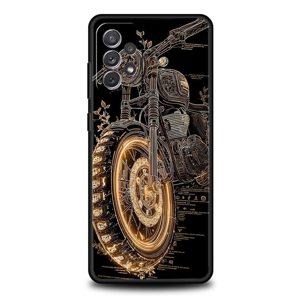 Colors Vintage Motorcycle Painted Phone Case for Samsung Galaxy A55 A35 A15 A14 A13 A25 A54 A51 A71 A72 A73 A32 A52 A41 Soft TPU