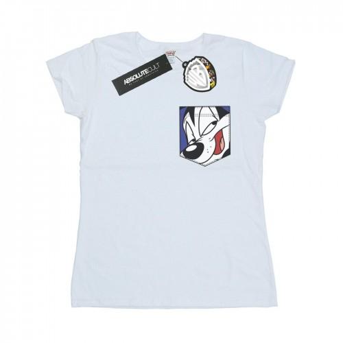 

Looney Tunes Womens/Ladies Pepe Le Pew Face Faux Pocket Cotton T-Shirt XXL білий