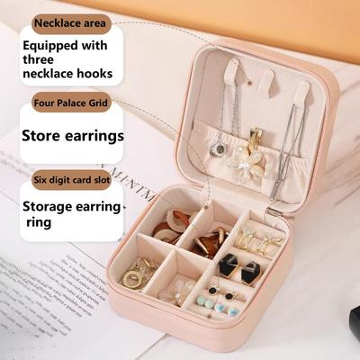 Mini Jewelry Storage Box Portable Home Travel Earrings Necklace Storage Case for Women Ring Organizer PU Leather Display Case