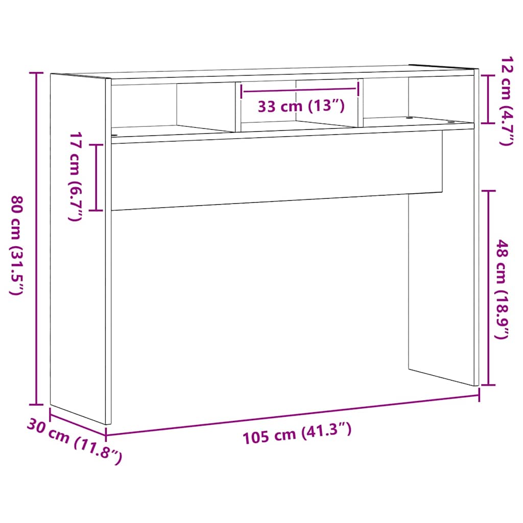 Console Table Black Oak Effect 105 X 30 X 80 Cm