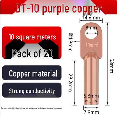 Xianming DT-10 Copper Lug Wiring Terminal (20-Pack)