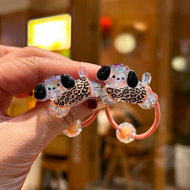 

2 шт. Новые милые резинки для волос с леопардовым принтом для девочек-собак, эластичные, аксессуары для волос, детские резинки для волос, детские головные уборы