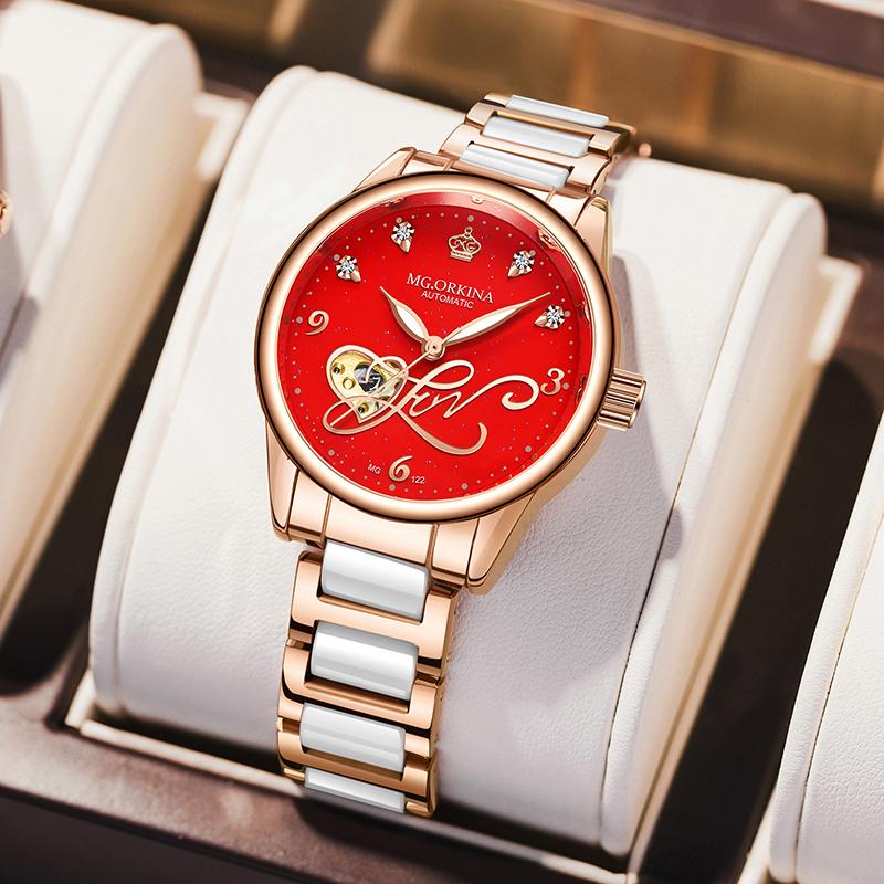 ORKINA Ladies Automatic Mechanical Watch Luxury Brand Women Wristwatch Fashion Skeleton Clock Senhoras Assistir Reloj Mujer 2022