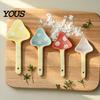 Ceramic Measuring Spoon 4Pcs Spoons Set, Flower Pot Shape Holder with Mushroom Creative Kitchen Utensils Spoons, Cute Tool for Rice Baking,