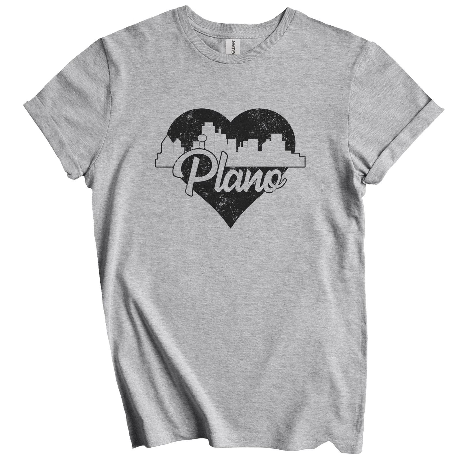 Retro Plano Texas Skyline Heart Distressed T-Shirt XL