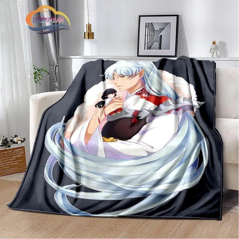 Caricature Inuyasha Fashion Blanket Sesshoumaru Flannel Warm  Portable Super Soft Children  Girls Gift