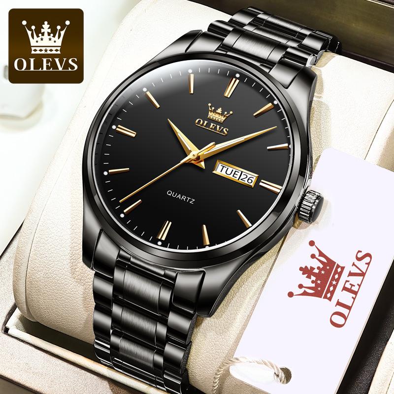 Oulishi Waterproof Gold Steel Band Quartz Men's Business Watch