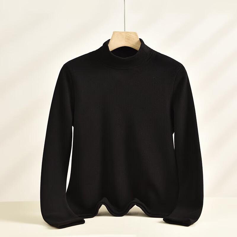 

Qiansniao Women s Cashmere Protein Double-Layer Thermal Mid-neck Base Shirt M