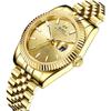 BUREI Men's Automatic Mechanical Watch Waterproof Analog Date Gold Stylish Simple Luminous Wristwatch