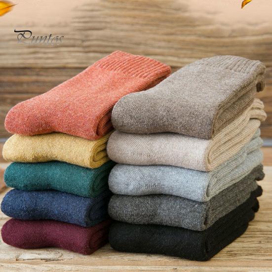 Thick Mid-calf Socks 1 Pair Unisex Knitted Mid-tube Plush Soft Warm Lady Sweat Absorption No Odor Anti-slip Elastic Casual Floor Versatile Cold