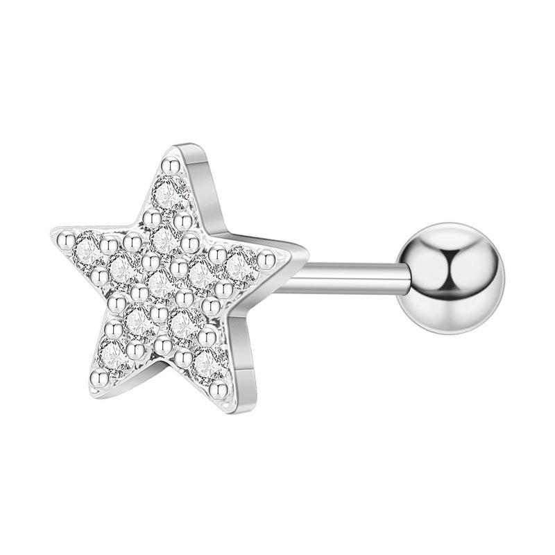 Floral Pave Diamond Mini Screw Stud Earrings 