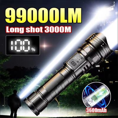 Leistungsstarke LED-Taschenlampe Wiederaufladbar Ultrahell Taktische Zoom-Taschenlampe mit Leistungsanzeige Outdoor Wasserdicht Campinglaterne