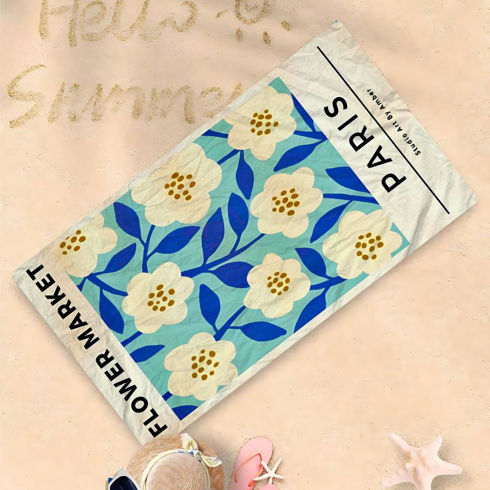 

FLOWER MARKET Microfiber Printed Beach Towel Mountain Climbing Yoga Beach Swimming Running Absorbent Soft Towel W30*H60(CM)