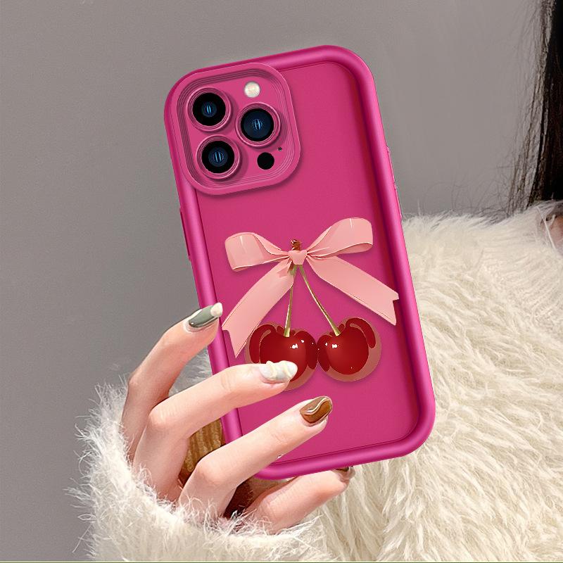Amazon hot-selling cherry bow Apple 16promax mobile phone case iPhone17pro silicone case