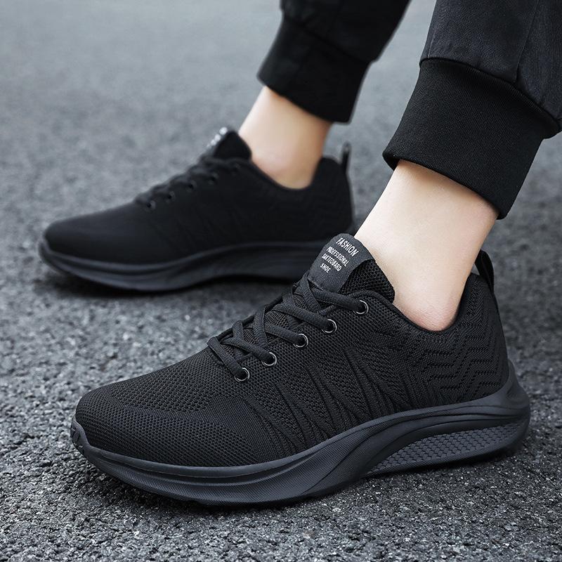 Popular men's new breathable fly-woven mesh sports shoes soft sole light running casual men's shoes tide