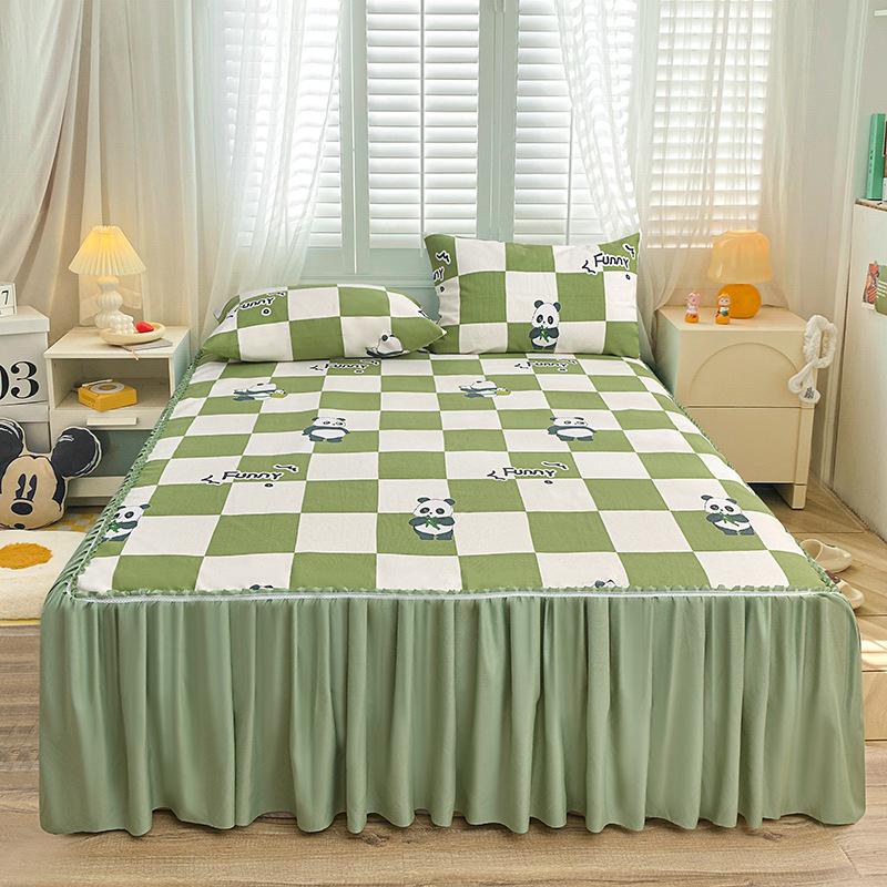 

Спальня Бытовая цельная шлифовальная юбка-кровать Однотонное приятное для кожи покрывало Покрывало для спальни Простыни для студенческого общежития 150 * 200cm