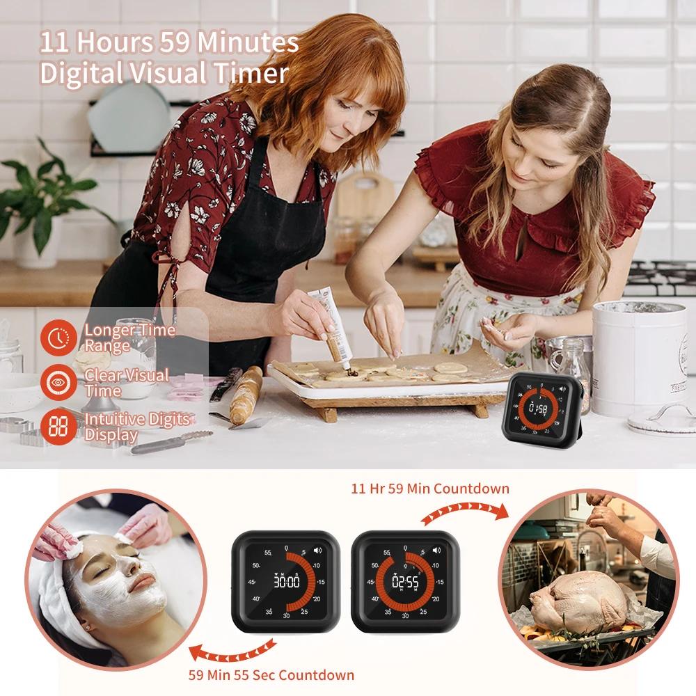 Fashion Visual Timer Rechargeable Kitchen Timer Manual Countdown Mechanical Cooking Shower Study Stopwatch Timer