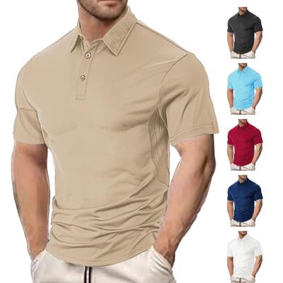 Fashion New Breathable Summer Short-sleeved Polo Solid Color Lapel Button Casual Sports Men's Polo