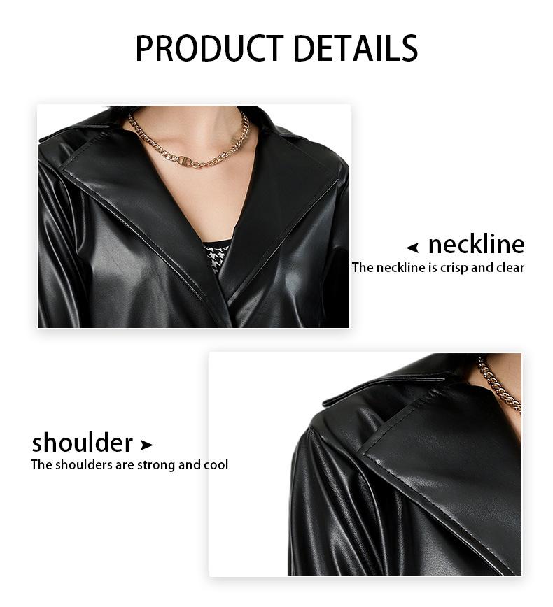 Dámský kožený trenčkot odolný proti vráskám na jaro/podzim 2024