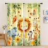 2Pcs Cute Animal Sheer Curtains Lion Elephant Giraffe Zebra Light Filtering Window Drapes for Spring Summer Room Decor