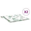 Seat Cushion Set 2 Pcs Leaf Pattern 50 X 50 X 4 Cm Fabric