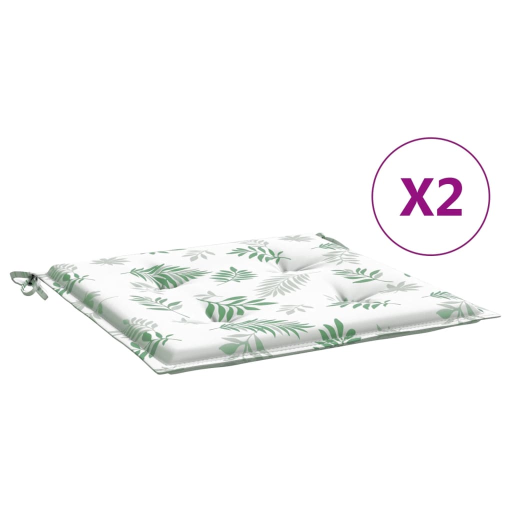 Seat Cushion Set 2 Pcs Leaf Pattern 50 X 50 X 4 Cm Fabric